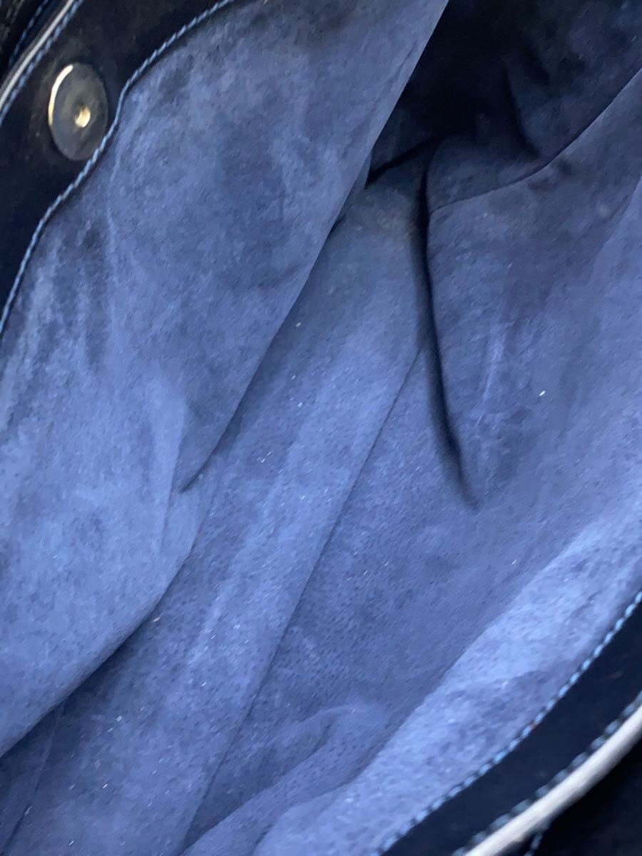 HIROFUH Logo Embossed Tote Bag Leather NVY Solid Corner Wear 6