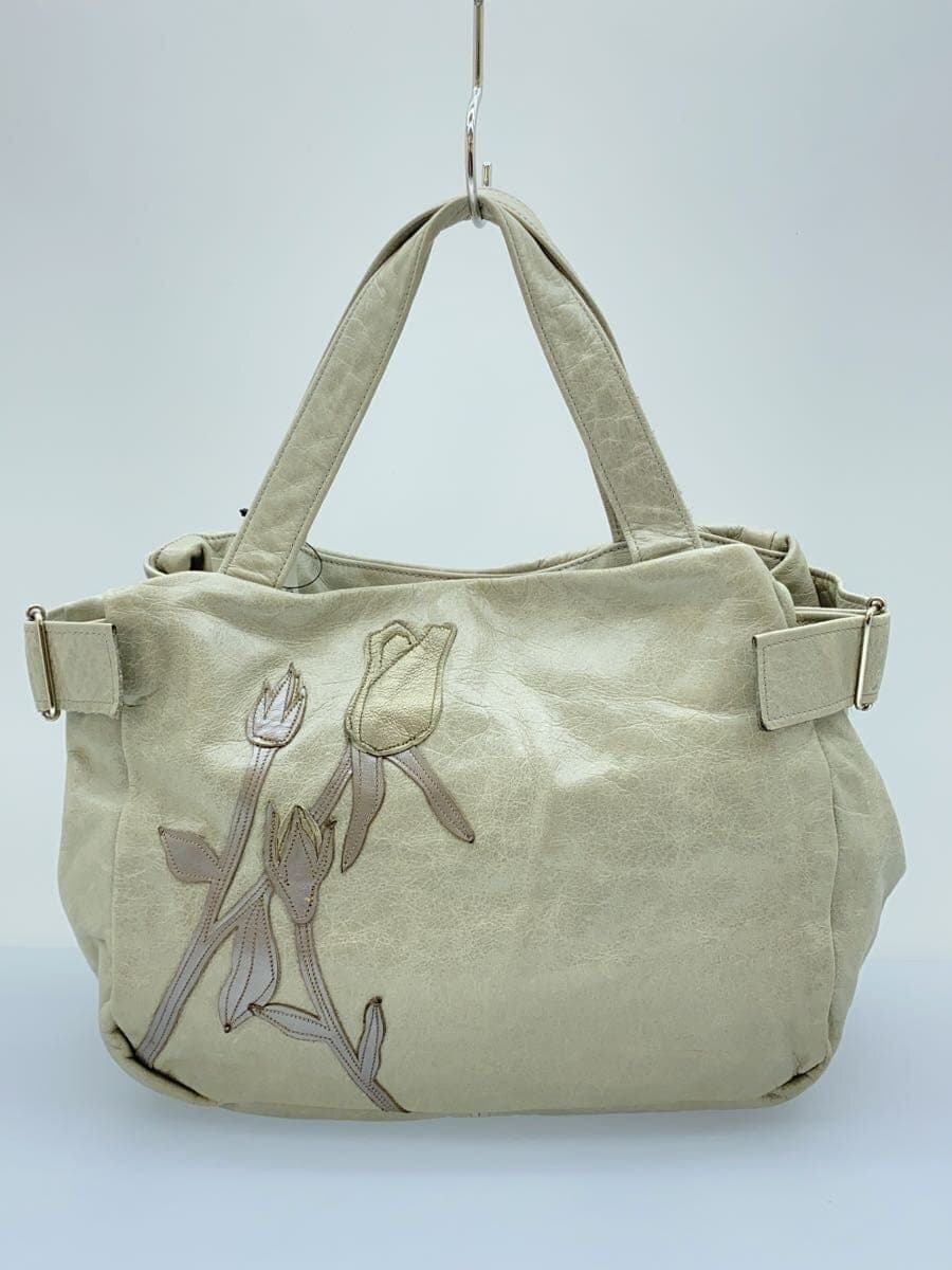 Other Brand SUSANNAH HUNTER Leather Tote Bag Flower Leather CRM 3