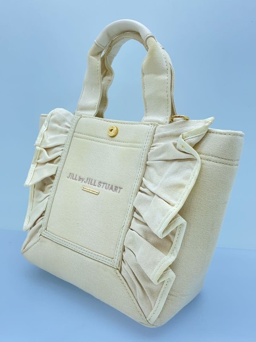 JILLSTUART Bijou Frill Tote Handbag Canvas BEG Solid 125-5183012 2