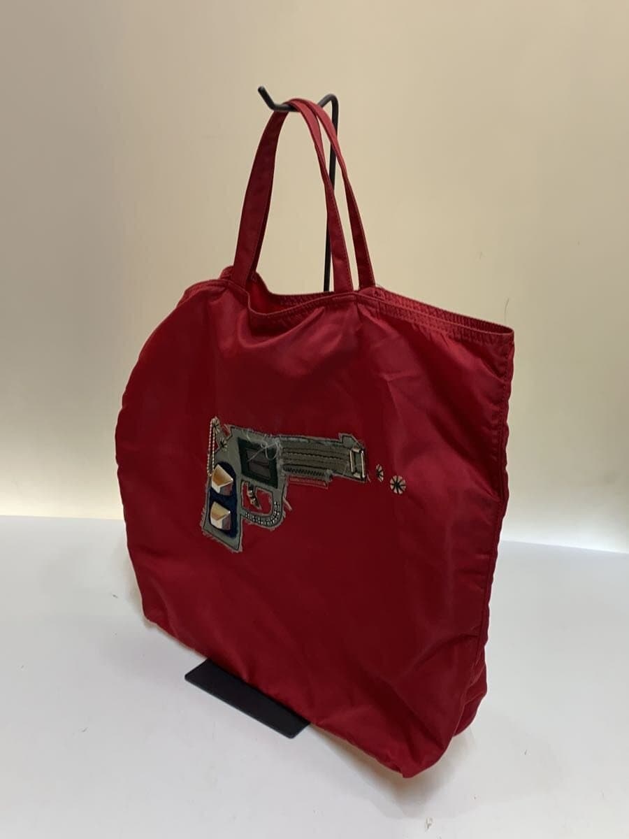 PRADA Gun Gun Motif Tote Bag Nylon Red 2