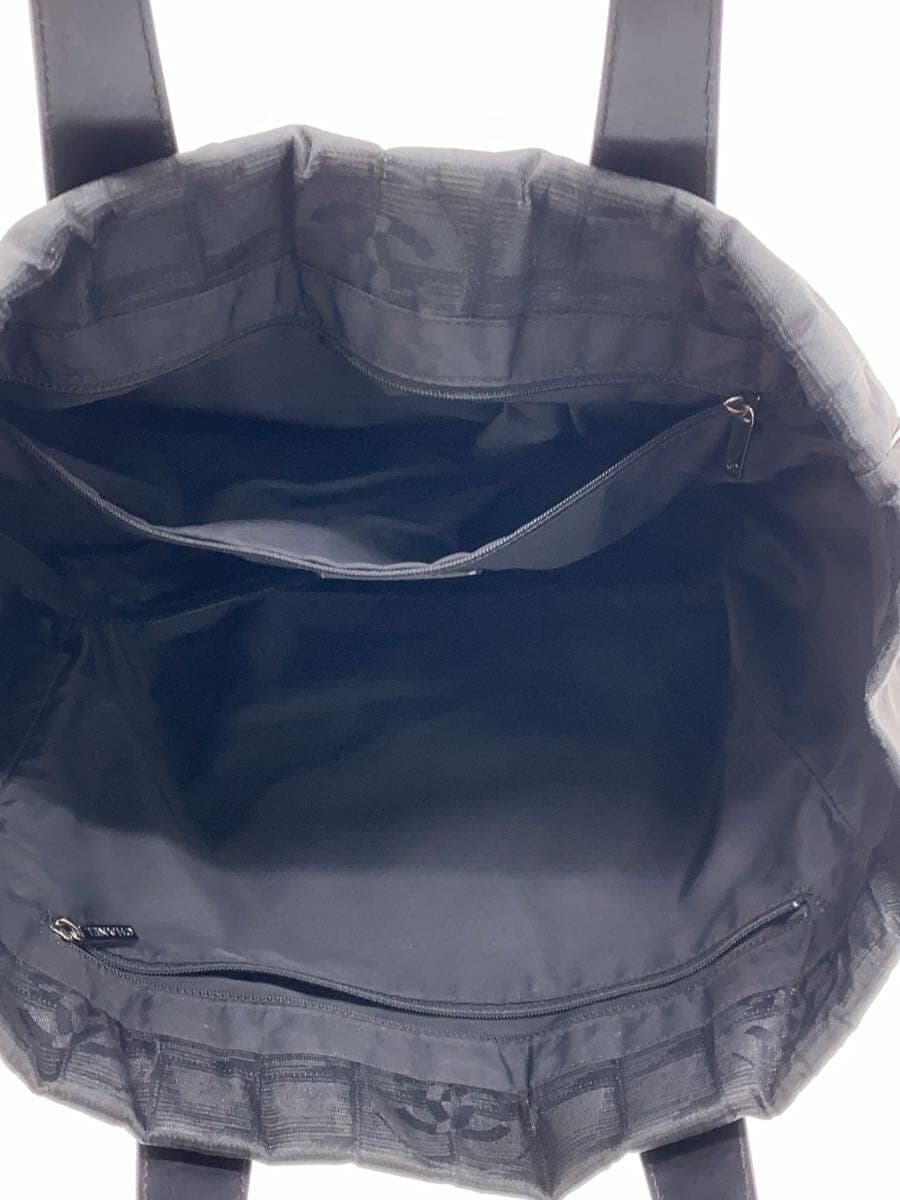 CHANEL New Travel Line Tote Bag MM Glitter Nylon × Leather Black 6