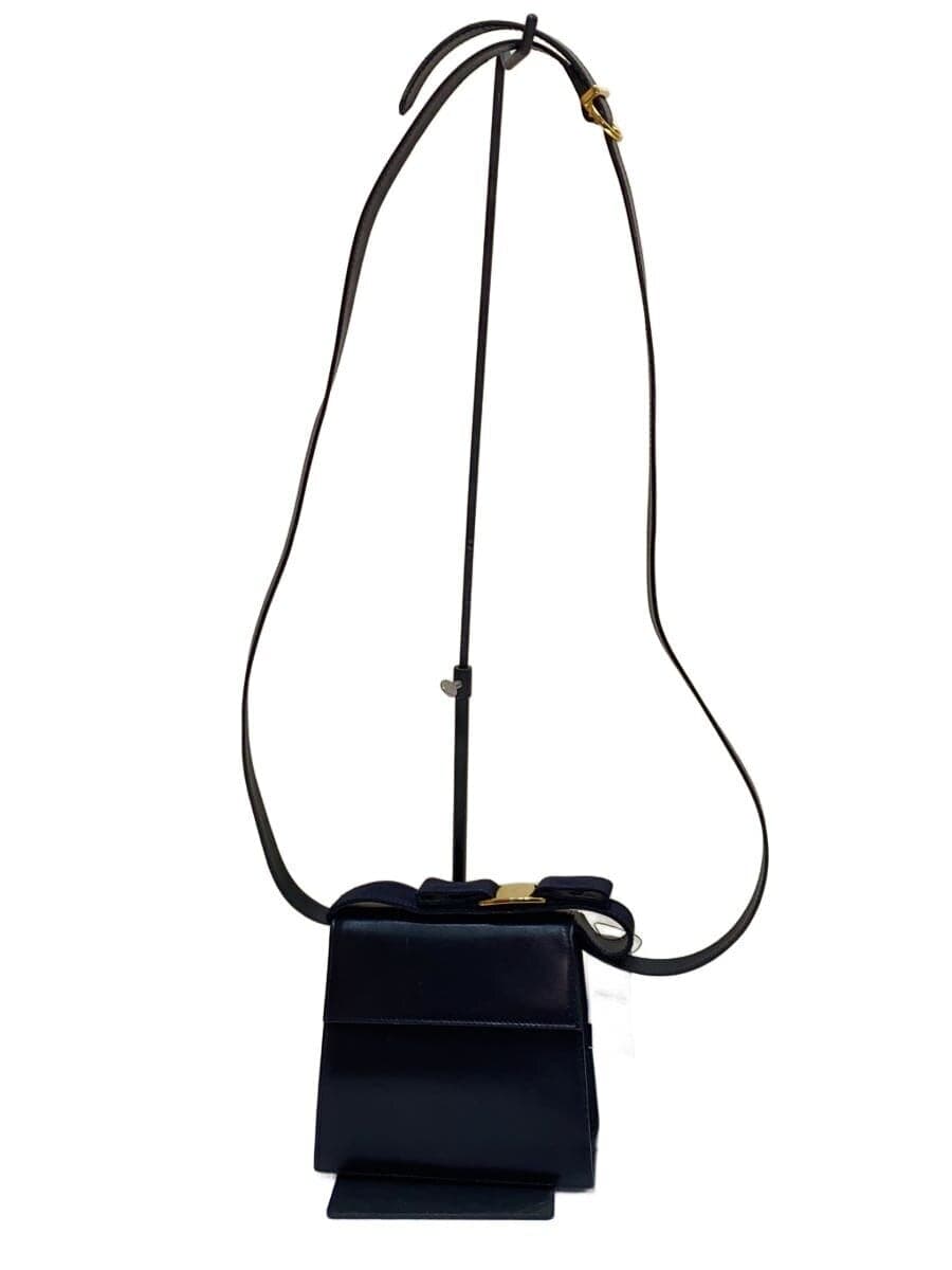 Salvatore Ferragamo Varalibon 2-Way Flap Handbag Leather Gold Hardware Made in