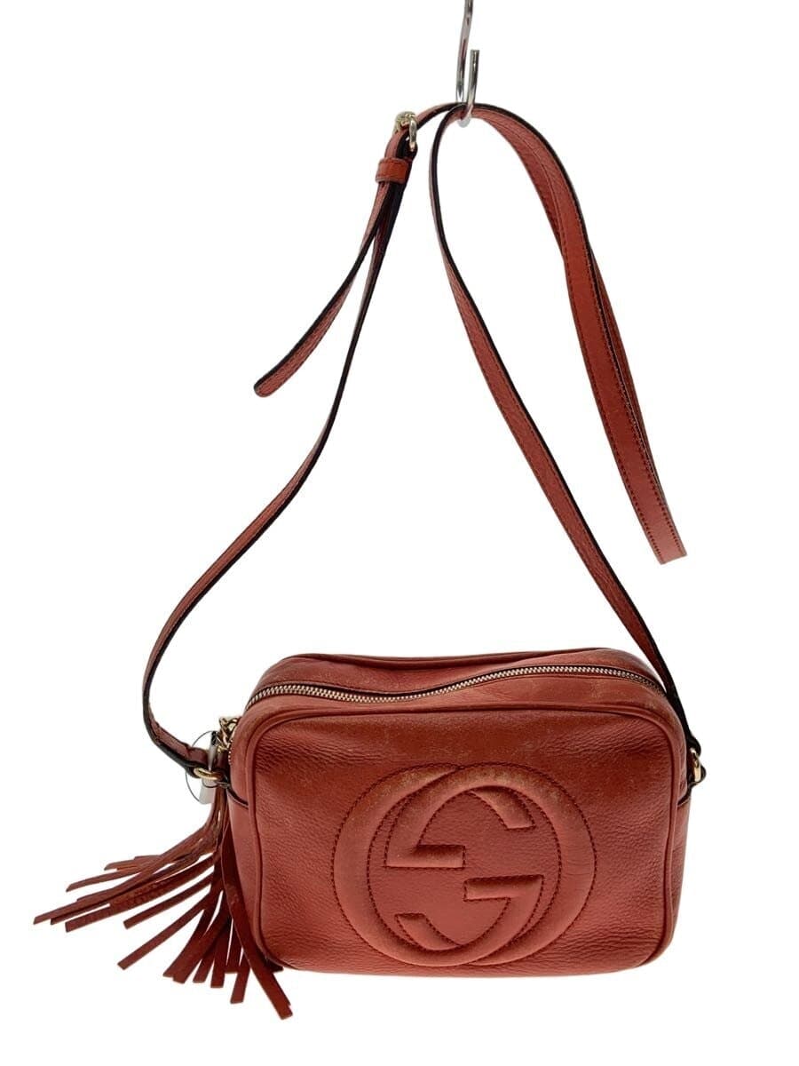 GUCCI shoulder bag leather RED 308364