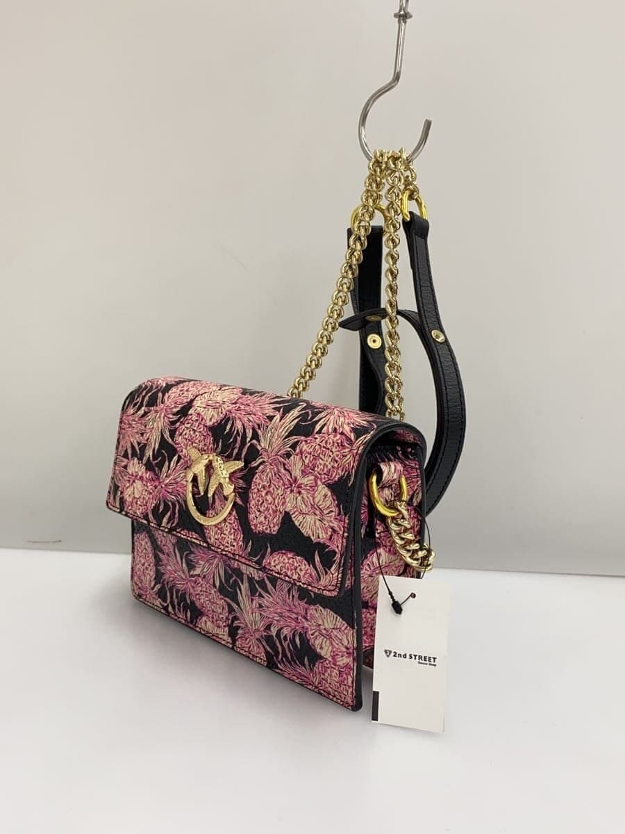 PINKO Shoulder Bag Leather BLK All Over Pattern 2