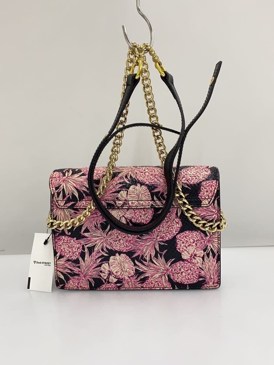 PINKO Shoulder Bag Leather BLK All Over Pattern 3