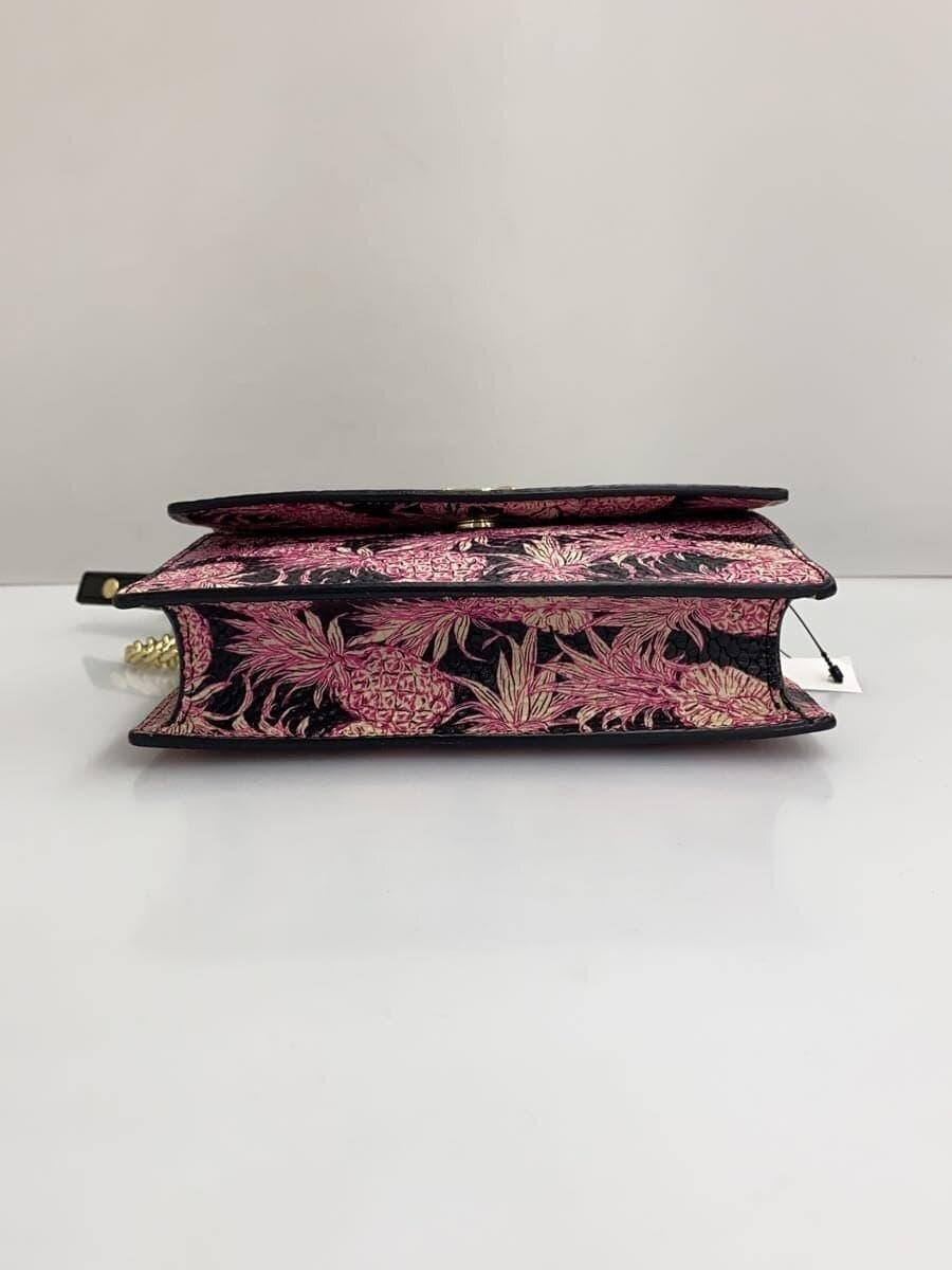 PINKO Shoulder Bag Leather BLK All Over Pattern 4