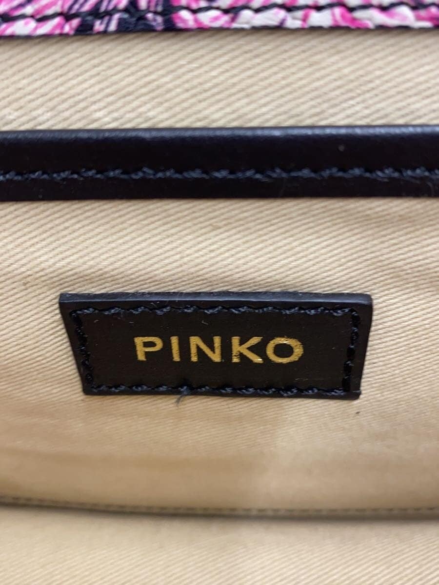PINKO Shoulder Bag Leather BLK All Over Pattern 5