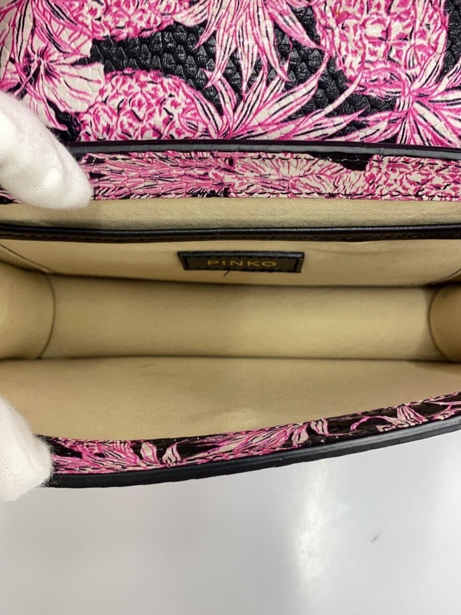 PINKO Shoulder Bag Leather BLK All Over Pattern 6
