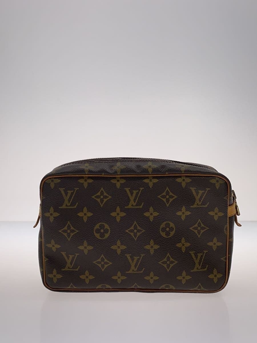 LOUIS VUITTON Pouch Leather BRW All Over Pattern 3