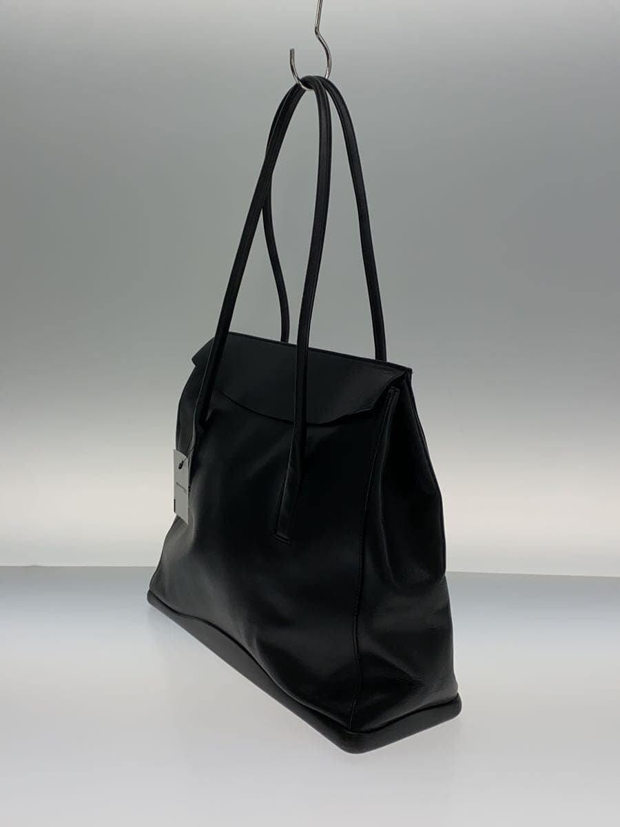 PRADA Tote Bag Leather BLK Solid 2