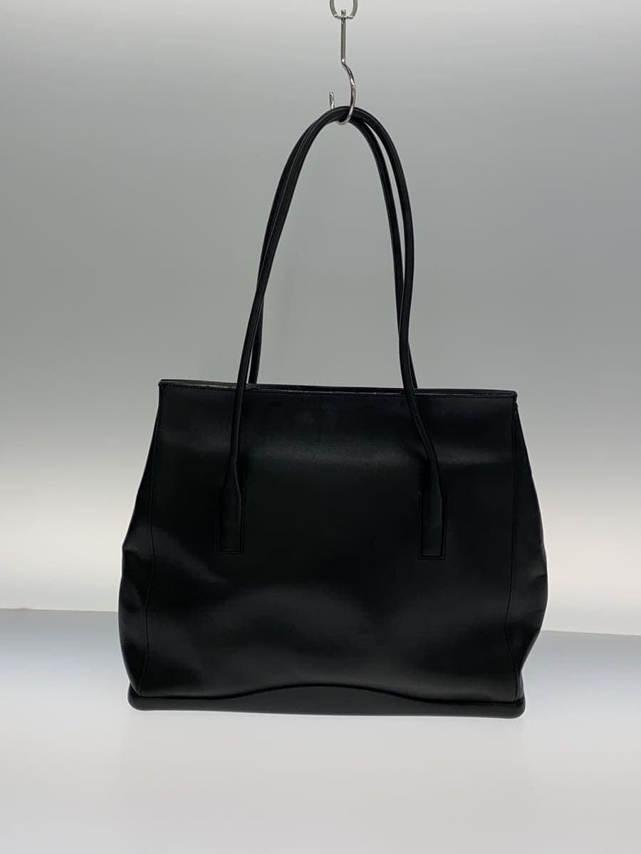 PRADA Tote Bag Leather BLK Solid 3