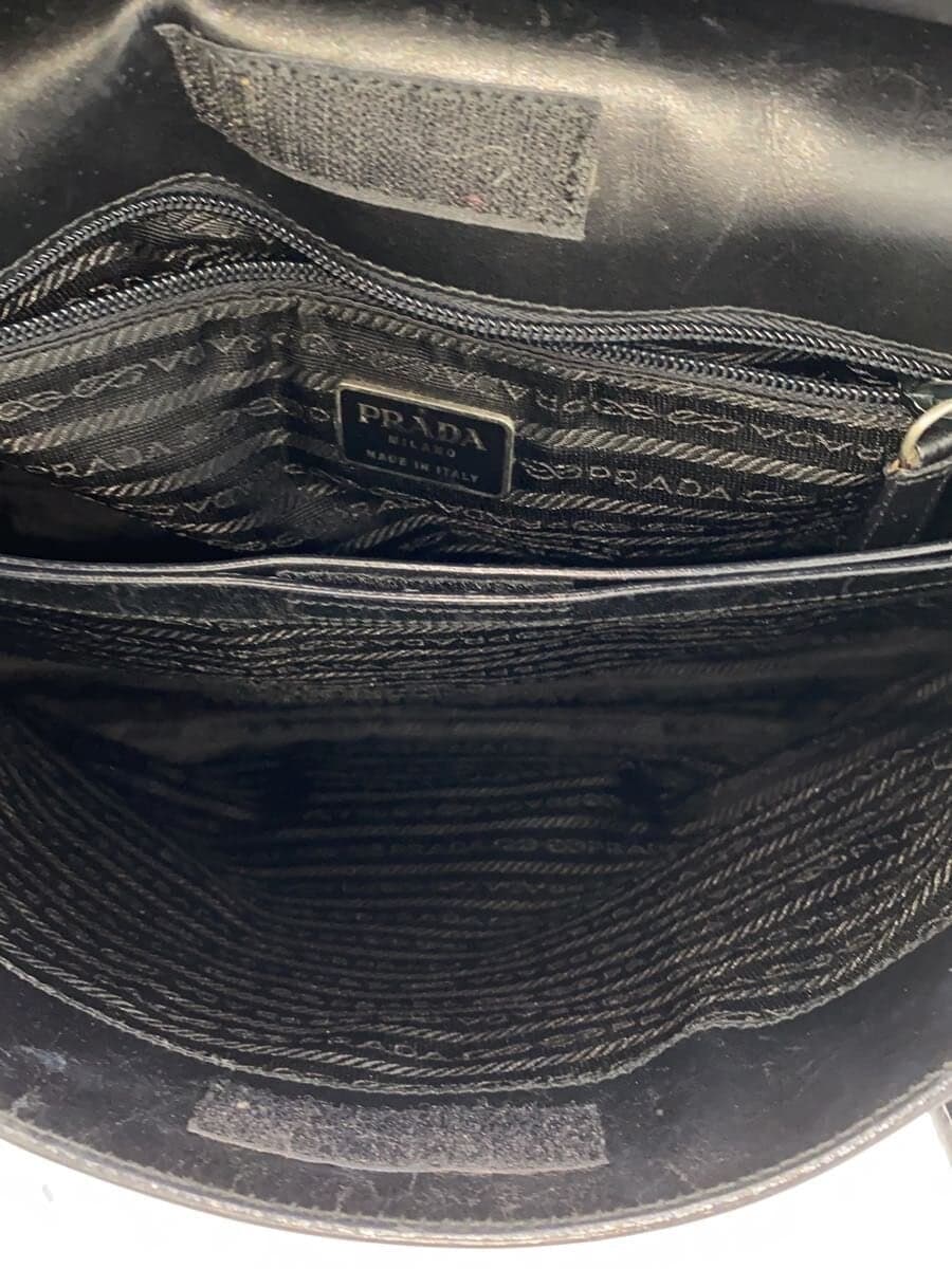 PRADA Tote Bag Leather BLK Solid 6