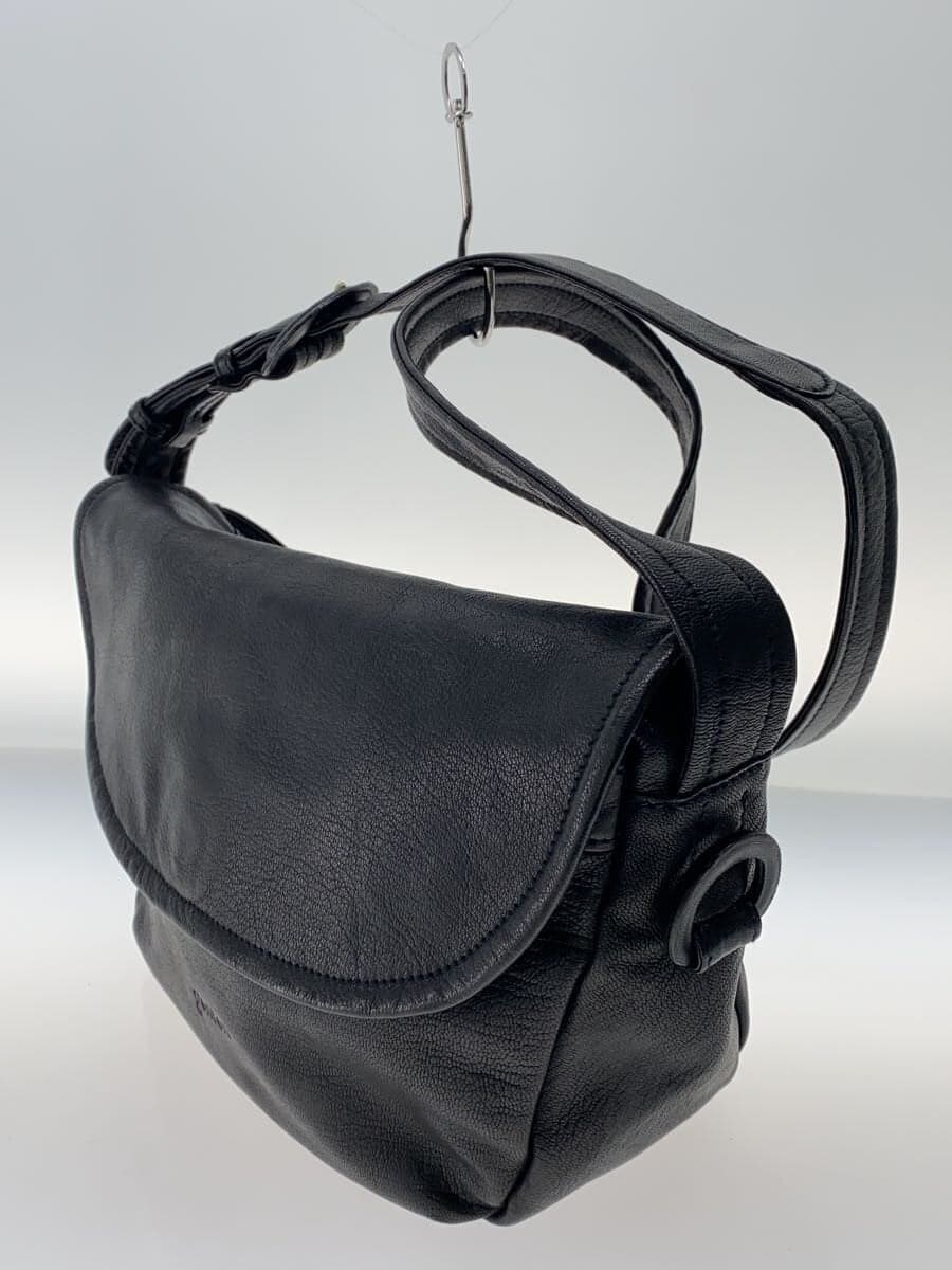 GENTEN Shoulder Bag Leather BLK Solid Flap Crossbody 2