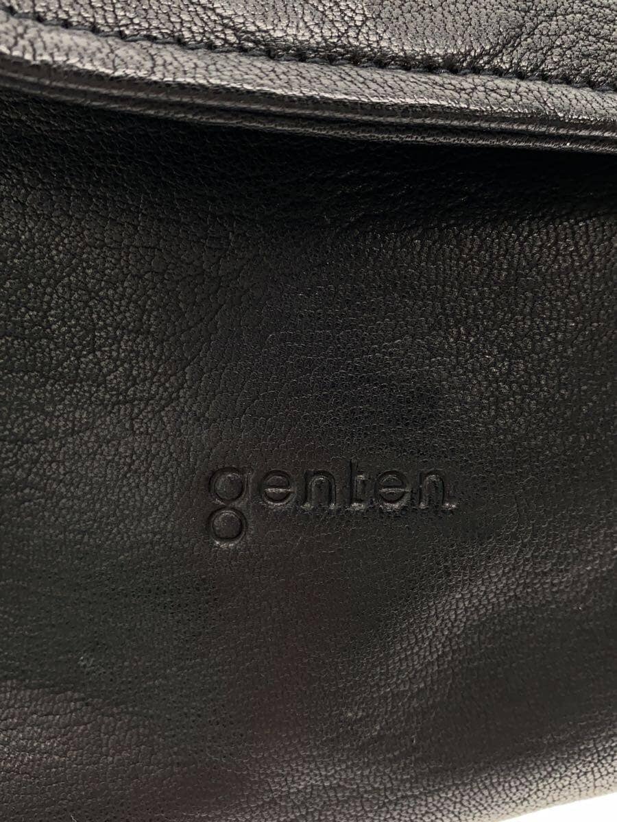 GENTEN Shoulder Bag Leather BLK Solid Flap Crossbody 5