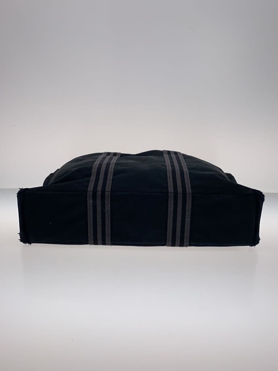 HERMES Tote Bag Canvas Black Full-Tone Handbag 4