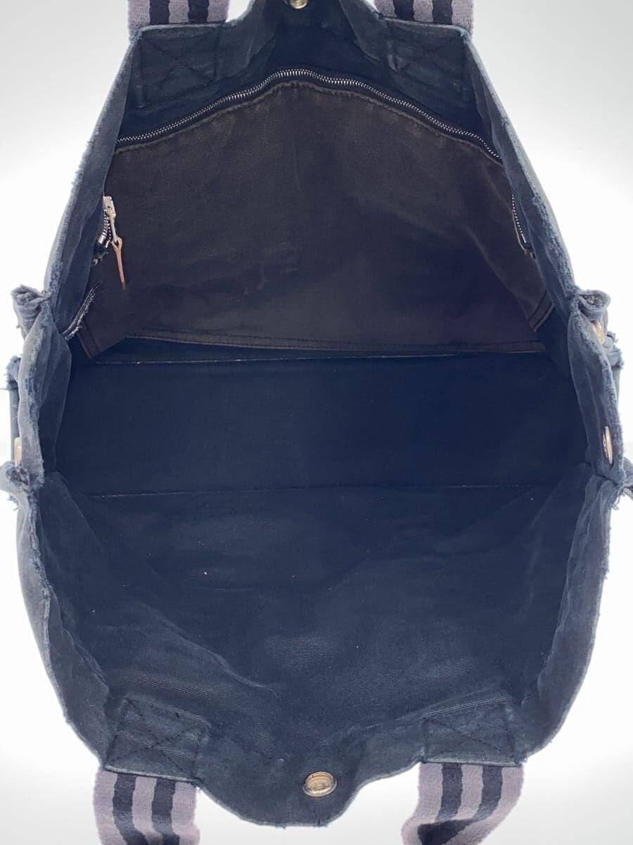 HERMES Tote Bag Canvas Black Full-Tone Handbag 6