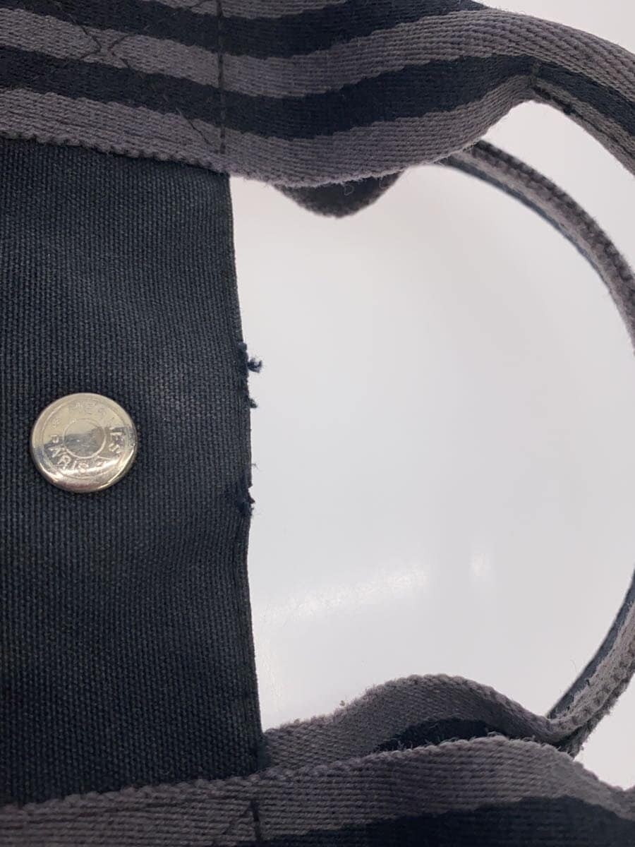 HERMES Tote Bag Canvas Black Full-Tone Handbag 9