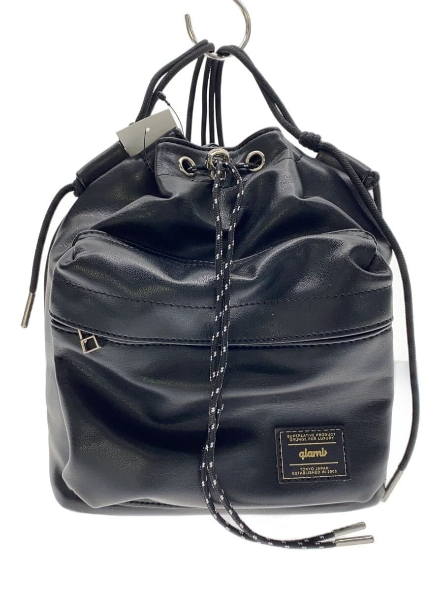 glamb Shoulder Bag Leather BLK Leather Drawstring Bag Leather Drawstring