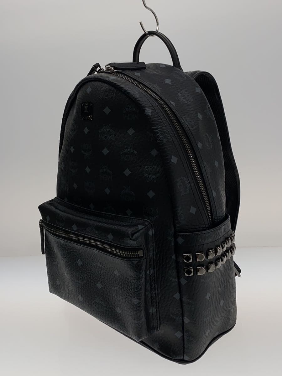 MCM Backpack Leather Black MMKAAVE09BK001 Side Studs Visetos 2