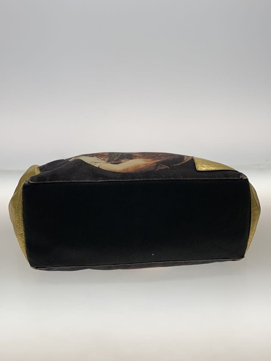 Vivienne Westwood Tote Bag Canvas Black All Over Pattern Caravaggio Corner Wear Signs of Use 4