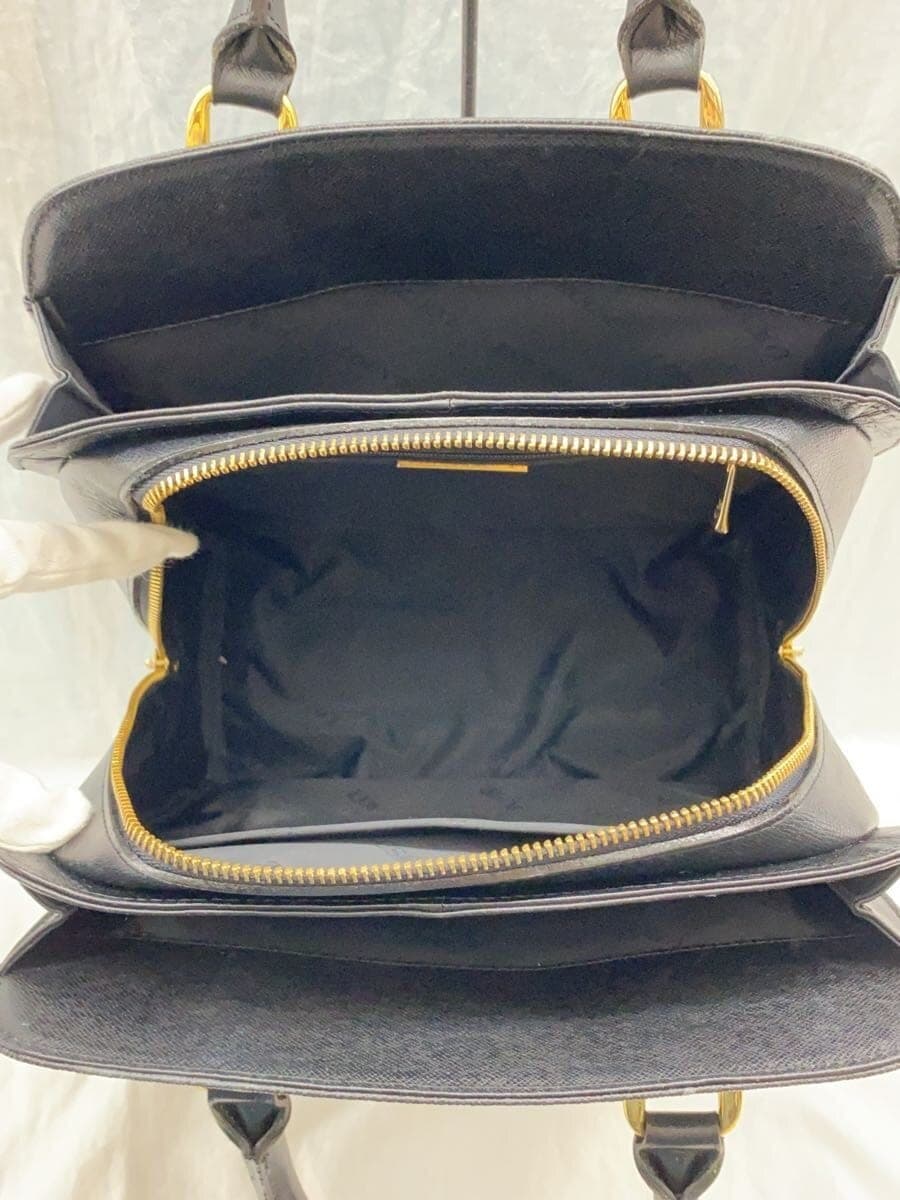 LOUVROUSE Handbag Leather BLK 6