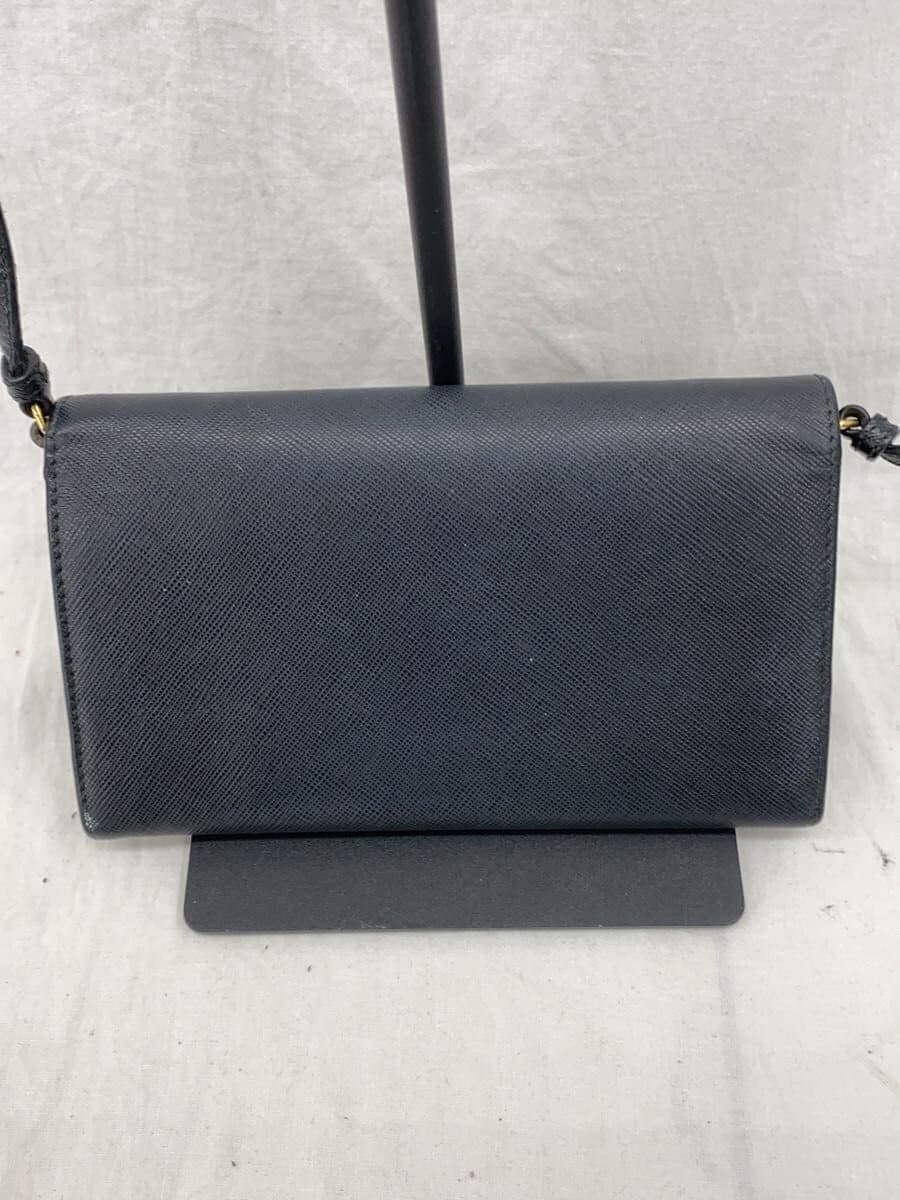 PRADA Shoulder Bag Leather BLK Solid Saffiano Leather Ribbon 3