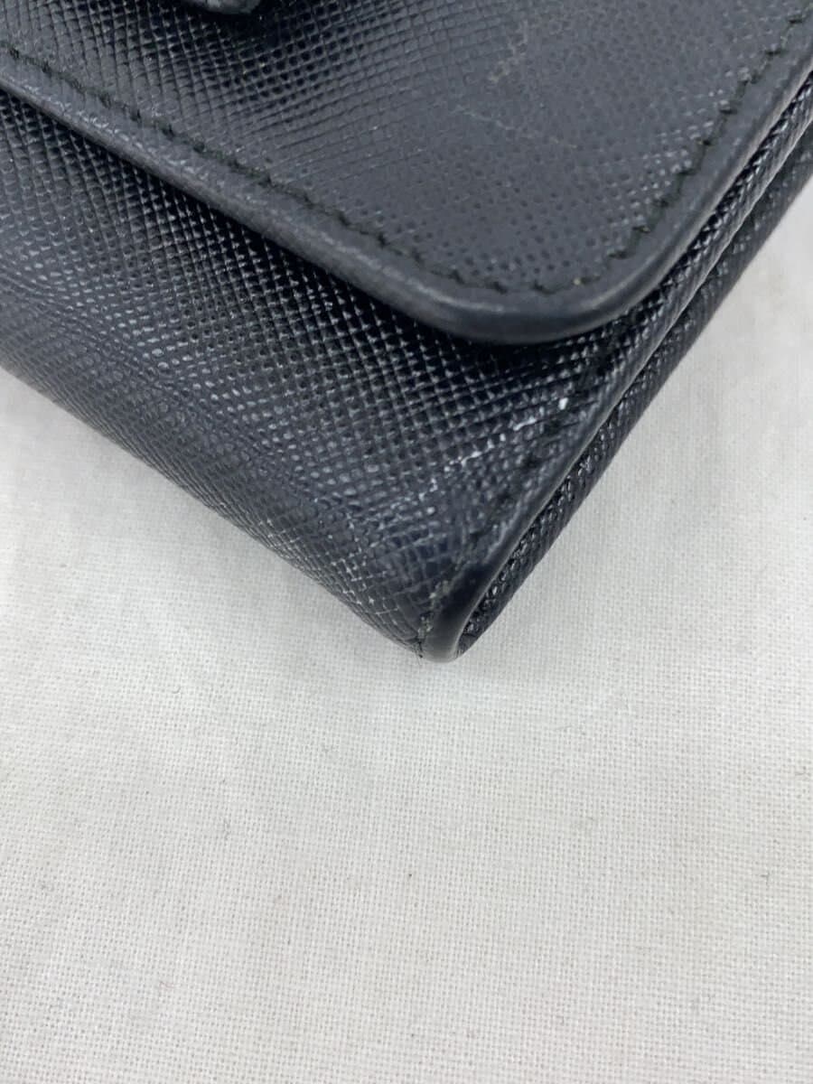 PRADA Shoulder Bag Leather BLK Solid Saffiano Leather Ribbon 6