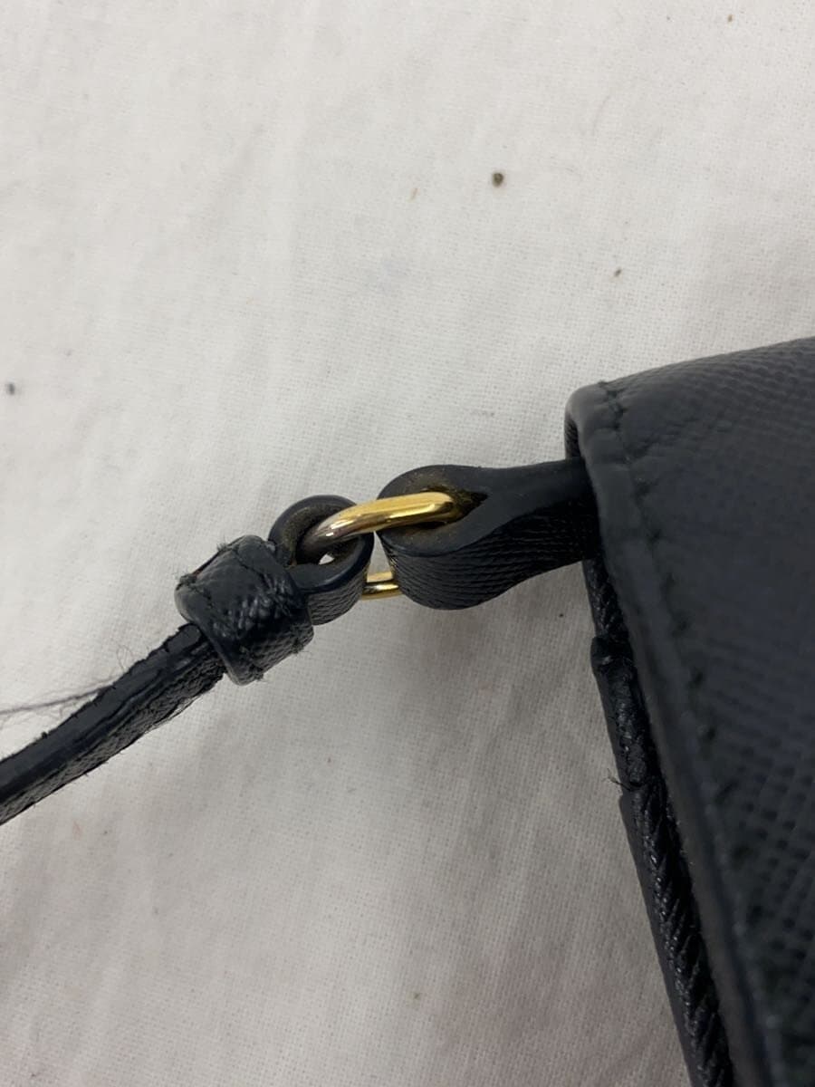 PRADA Shoulder Bag Leather BLK Solid Saffiano Leather Ribbon 8