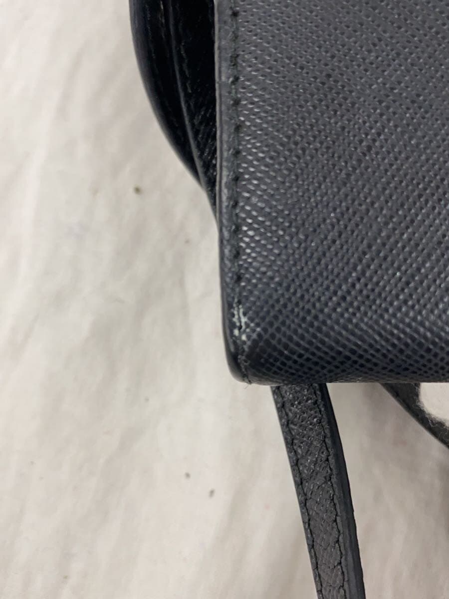 PRADA Shoulder Bag Leather BLK Solid Saffiano Leather Ribbon 9