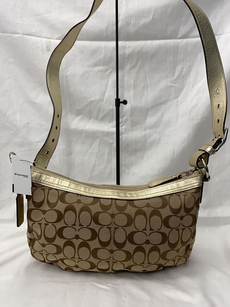 COACH Shoulder Bag Canvas BEG All-over Print F14447 3