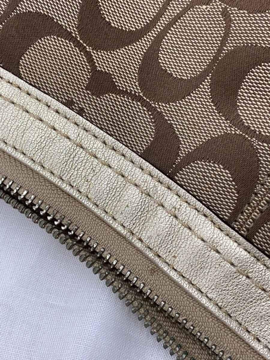 COACH Shoulder Bag Canvas BEG All-over Print F14447 8