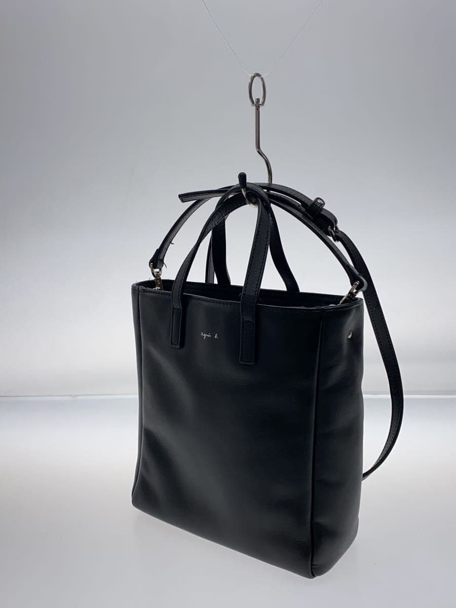 agnes b. shoulder bag cowhide BLK QAS01-03 2