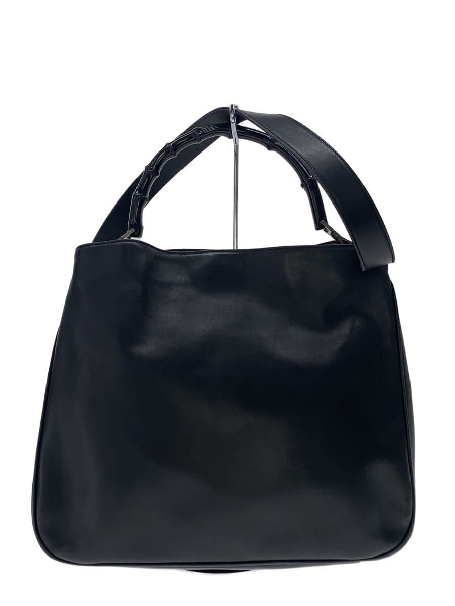 GUCCI Bamboo 2-Way One Handle Handbag Shoulder Bag Leather BLK 0011577