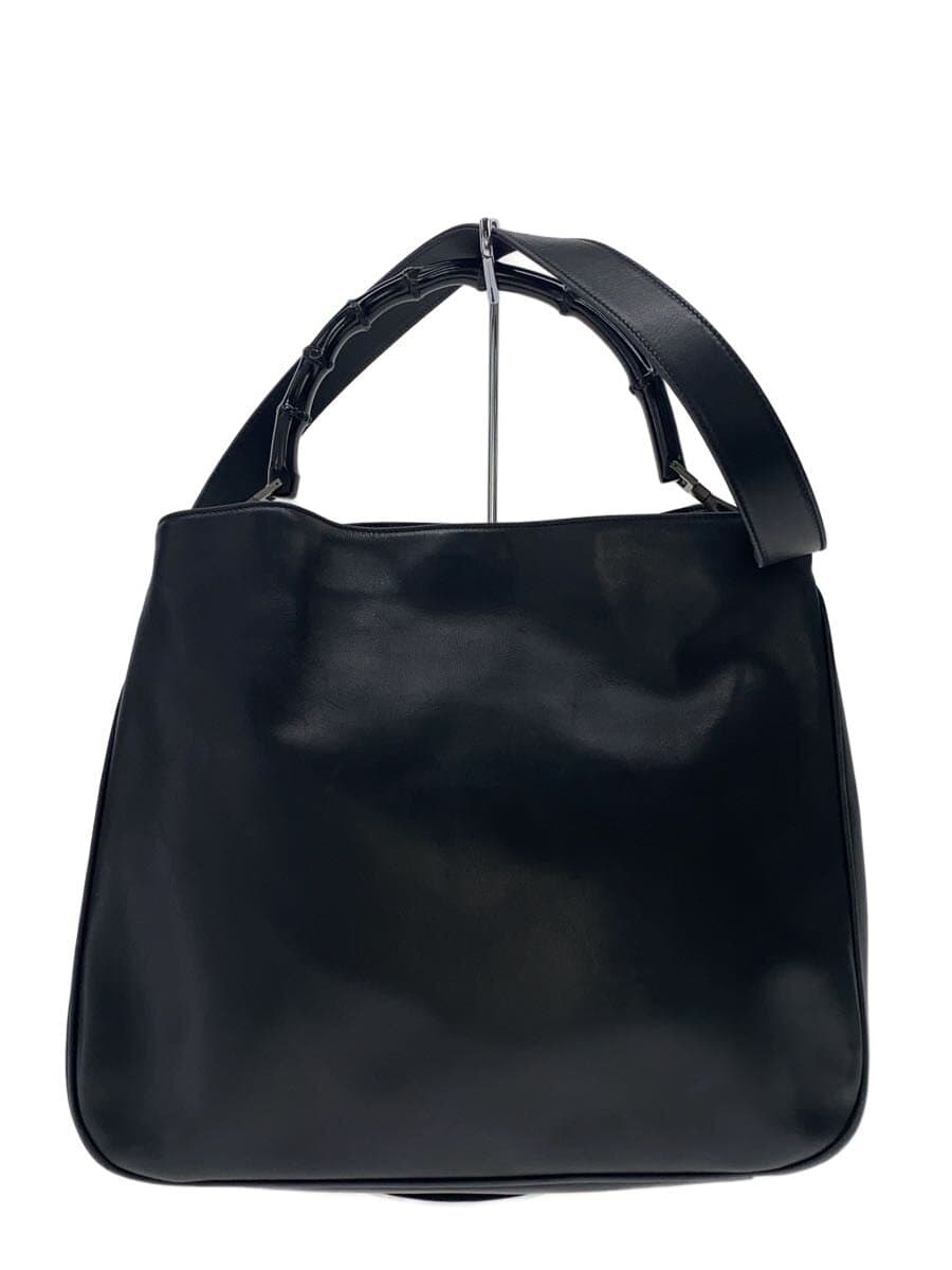 GUCCI Bamboo 2-Way One Handle Handbag Shoulder Bag Leather BLK 0011577
