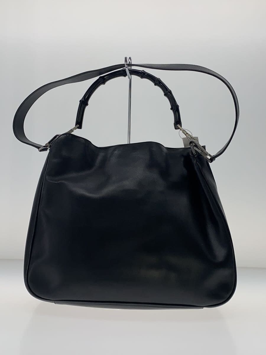 GUCCI Bamboo 2-Way One Handle Handbag Shoulder Bag Leather BLK 0011577 3