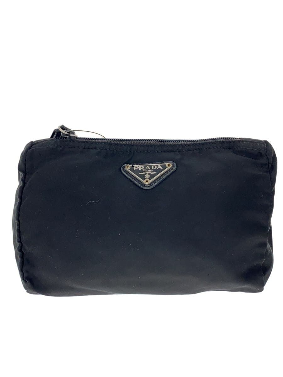 PRADA Triangle Logo Triangle Logo Plate Pouch Nylon BLK