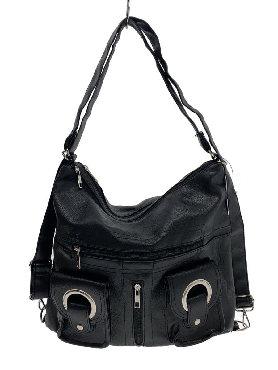 Other Brand 2-Way Shoulder Bag Leather BLK Solid