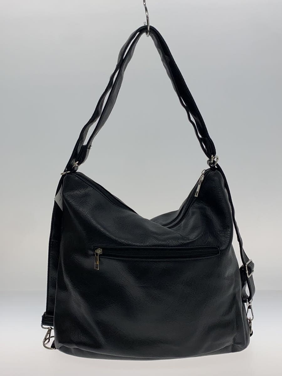Other Brand 2-Way Shoulder Bag Leather BLK Solid 3