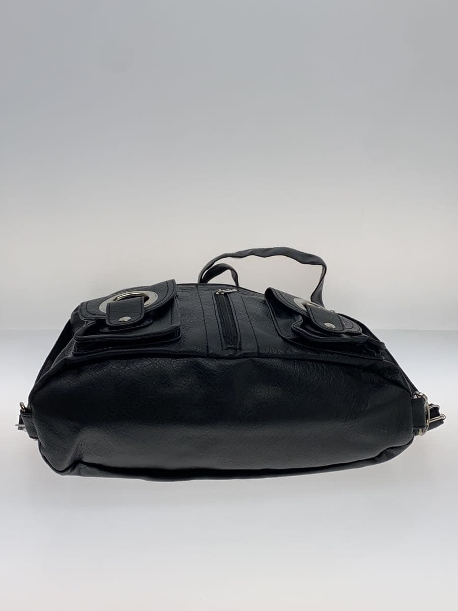 Other Brand 2-Way Shoulder Bag Leather BLK Solid 4