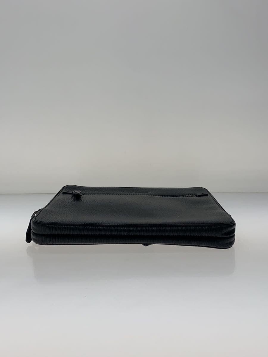 Salvatore Ferragamo Clutch Bag Leather BLK Solid FZ-24 4