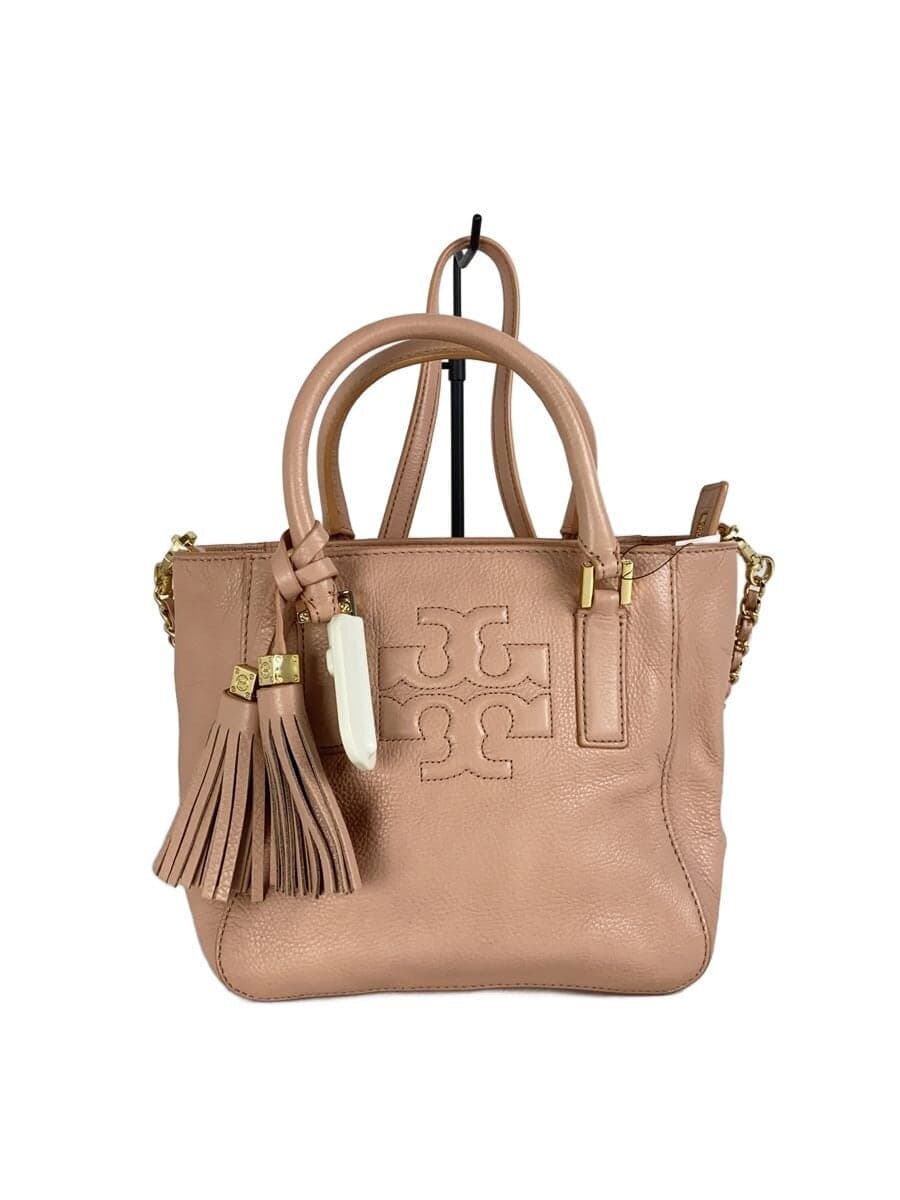 TORY BURCH2-Way Shoulder Bag Leather Pink Solid Fringe