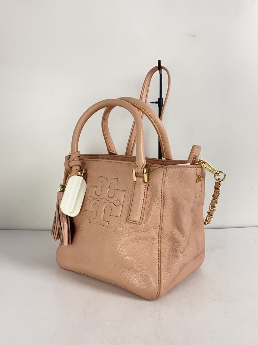 TORY BURCH2-Way Shoulder Bag Leather Pink Solid Fringe 2