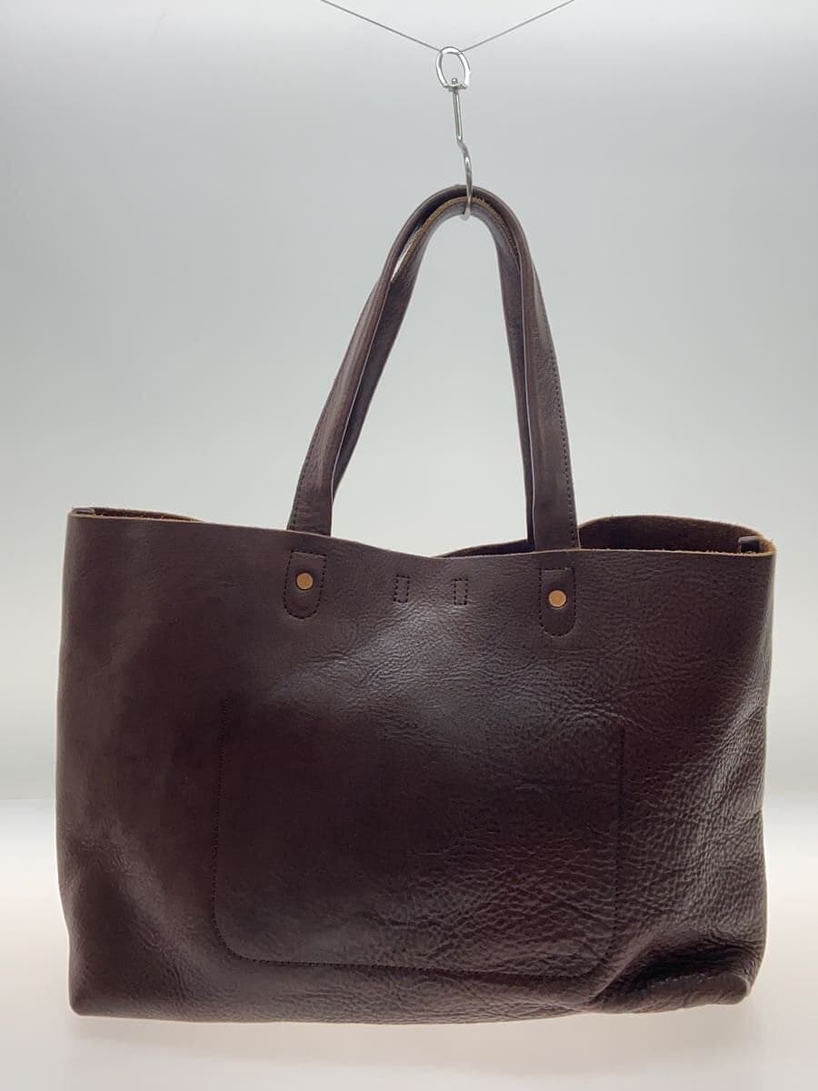 SLOW x BEAMS Tote Bag Leather BRW Solid 3