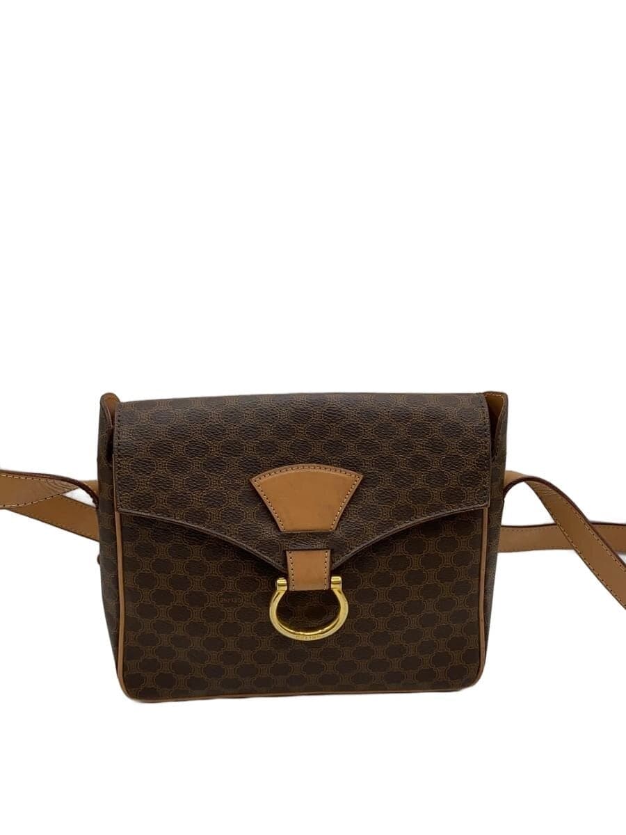 CELINE shoulder bag PVC BRW all-over pattern Macadam pattern corner scuffs