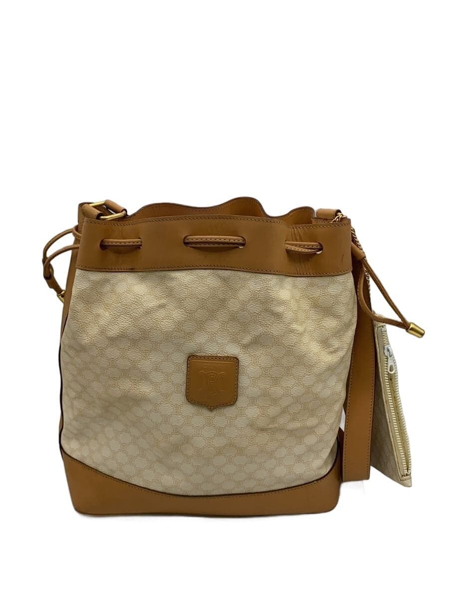 CELINE shoulder bag PVC CML all-over pattern drawstring interior stains corner