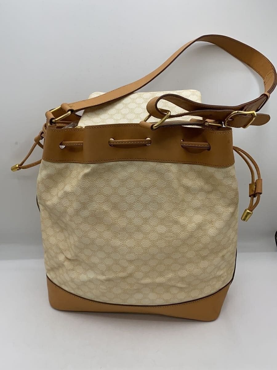 CELINE shoulder bag PVC CML all-over pattern drawstring interior stains corner 3