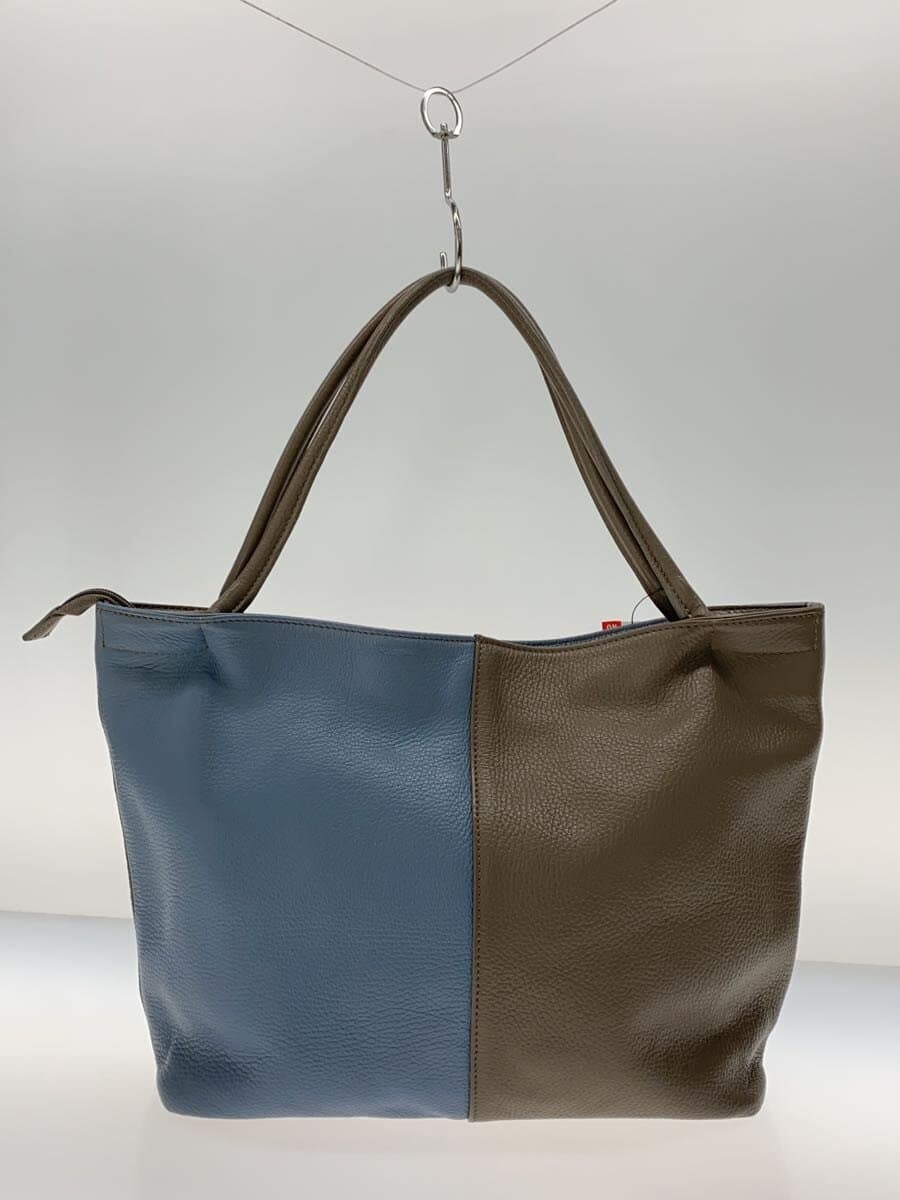 PAPILLONNER Tote Bag Leather BLU Solid 3