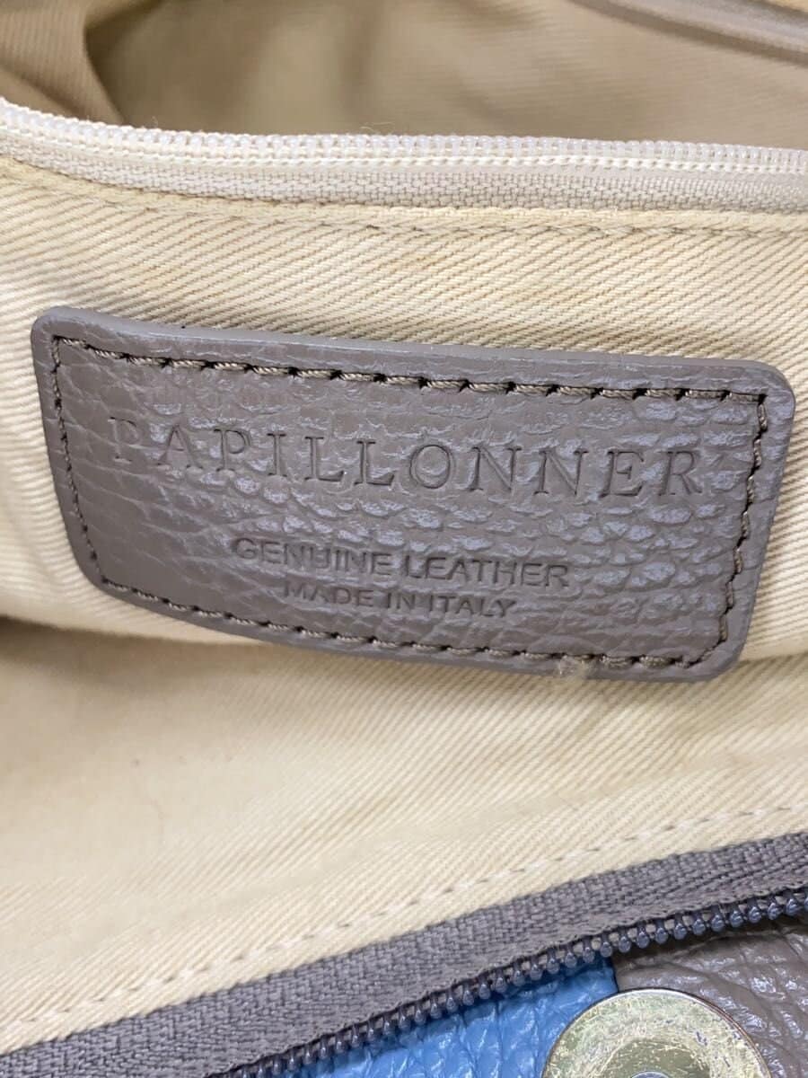 PAPILLONNER Tote Bag Leather BLU Solid 5