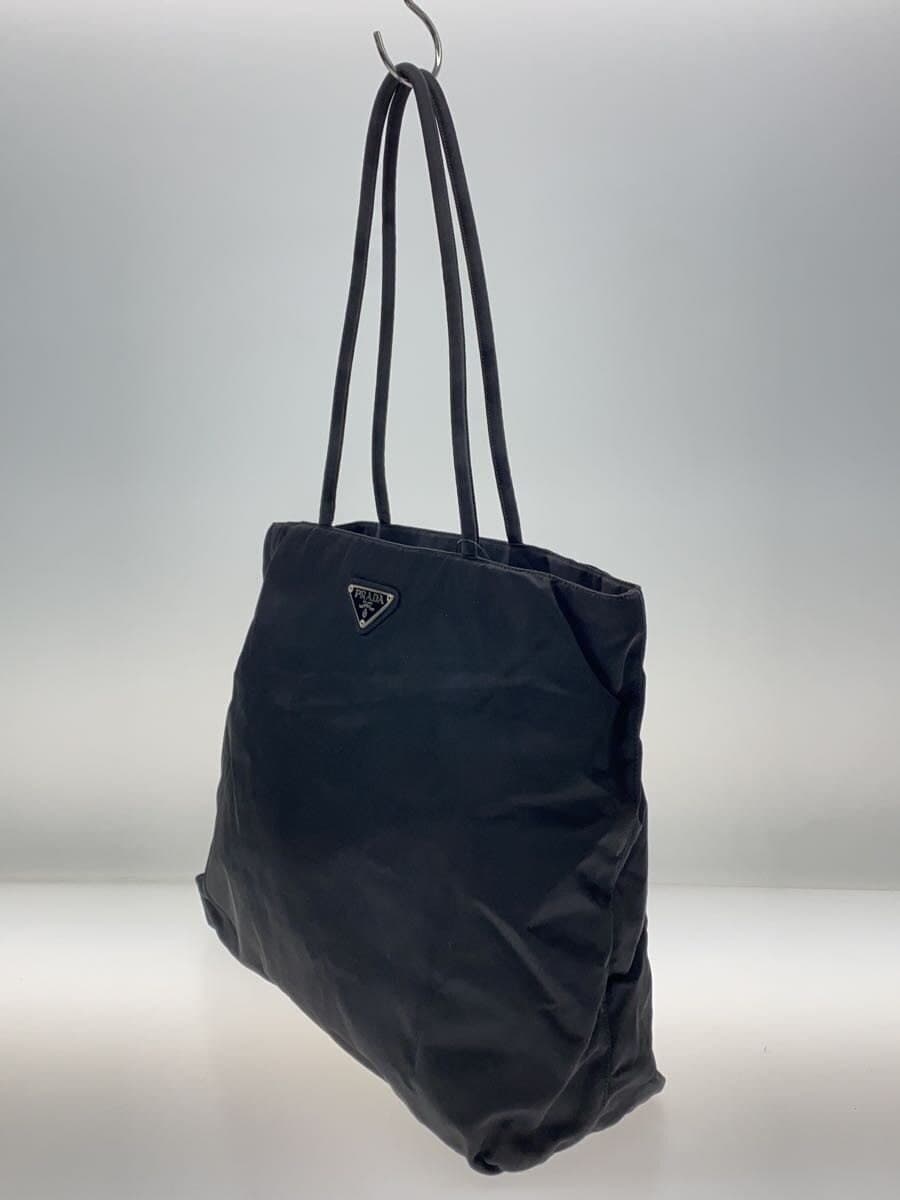 PRADA tote bag nylon black plain triangular logo with guarantee 2