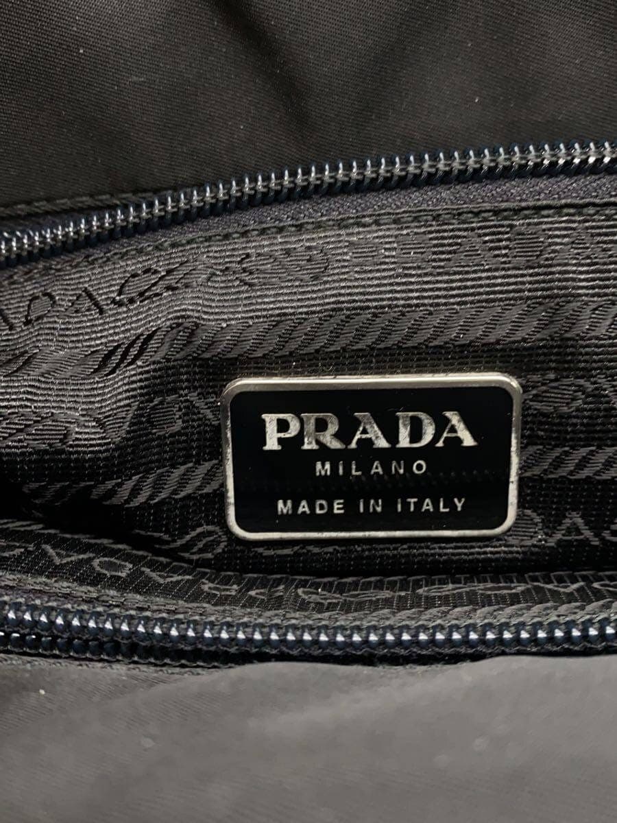PRADA tote bag nylon black plain triangular logo with guarantee 5